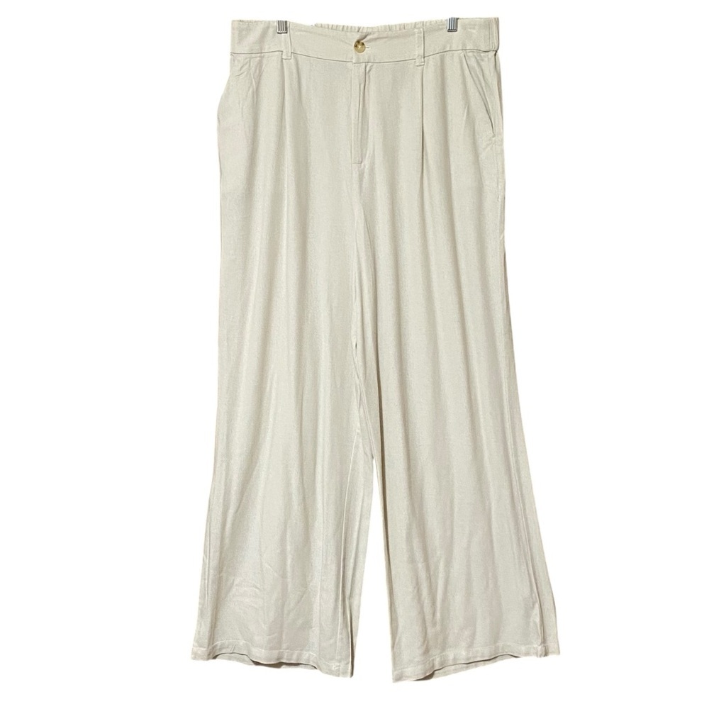 SoundStyle Linen Blend Wide Leg Pants XL Tan Beige NWT Pockets